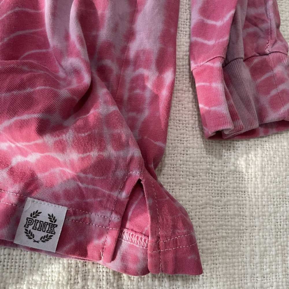 Victoria Secret PINK Large Varsity Crew Long‎ Sleeve Shirt Pocket Tie Dye - Picture 2 of 6